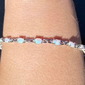 Sterling silver created opal bracelet